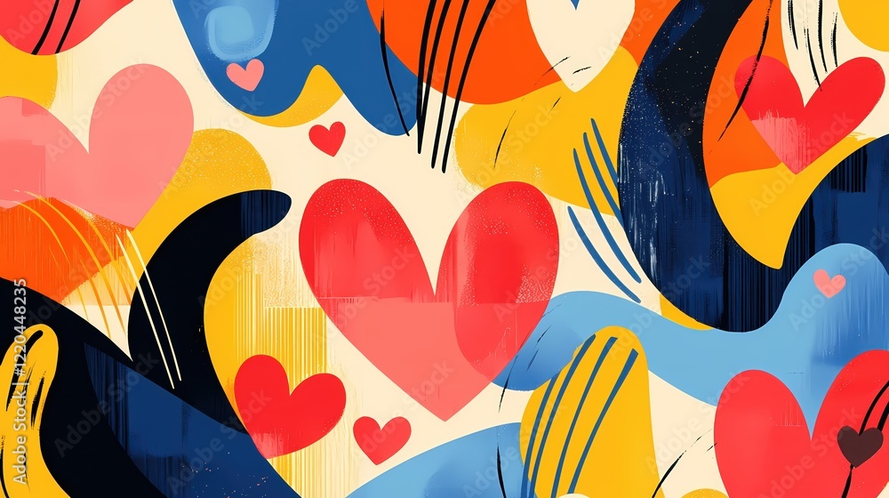 Fototapeta premium Abstract Heart Pattern Colorful Love Design Romantic Valentine Artistic Background