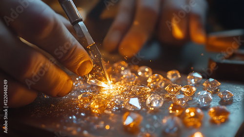 46. The intricate process of glowing jewels being cut and polished to perfection. (3) photo