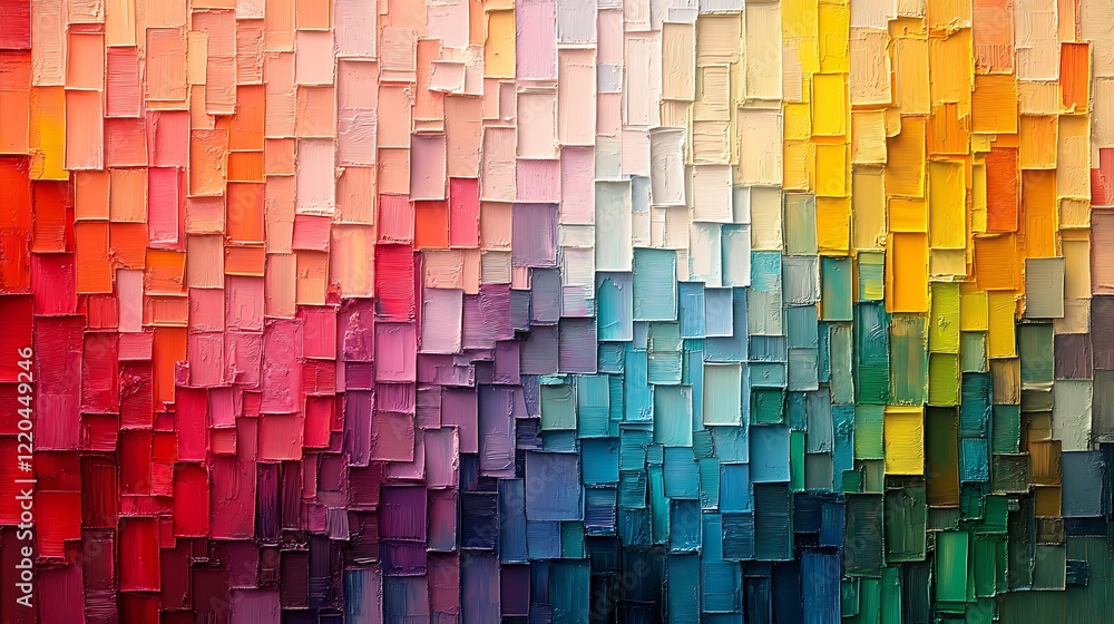 Fototapeta premium Abstract Colorful Rectangular Palette Knife Painting