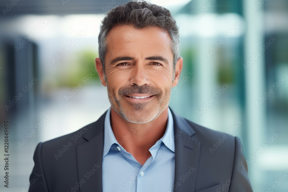 Fototapeta premium Confident mature businessman smiling in modern office environment