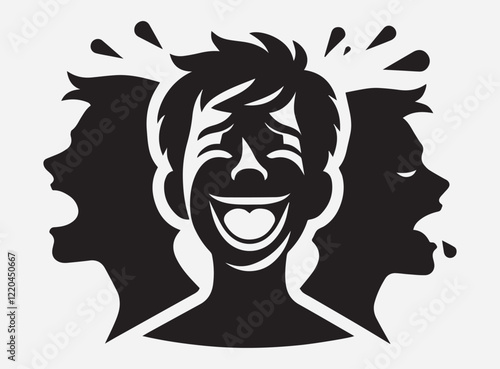 Shadow of Laughter Silhouette in the Dark with a Mysterious and Playful Background