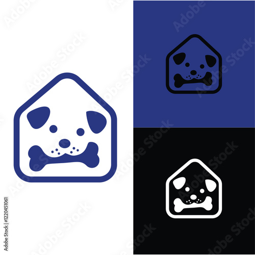 modern logo of cat and dog animals in exclusive style with 3 different views photo