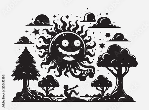 The Silly Shade Silhouette in the Dark with a Fun and Mysterious Shadow Background