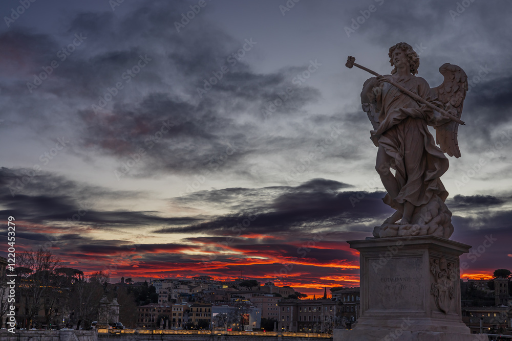 Fototapeta premium Angel at sunset