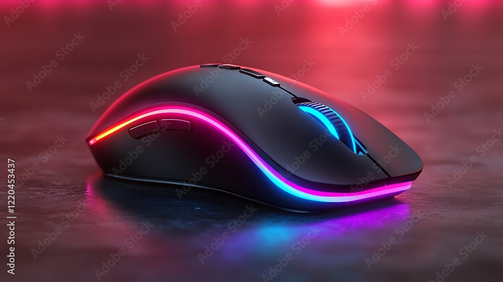 Illuminated Gaming Mouse With Neon Accents Illuminated Gaming Mouse With Neon Accents