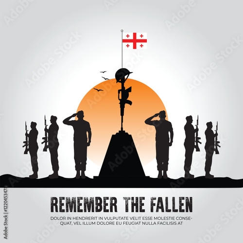Georgia flag in remember the fallen flag for morning sun and army design