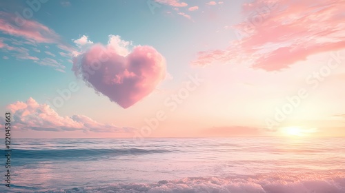 Heart Cloud Sunset Ocean Dreamy Romantic Pastel Sky Seascape