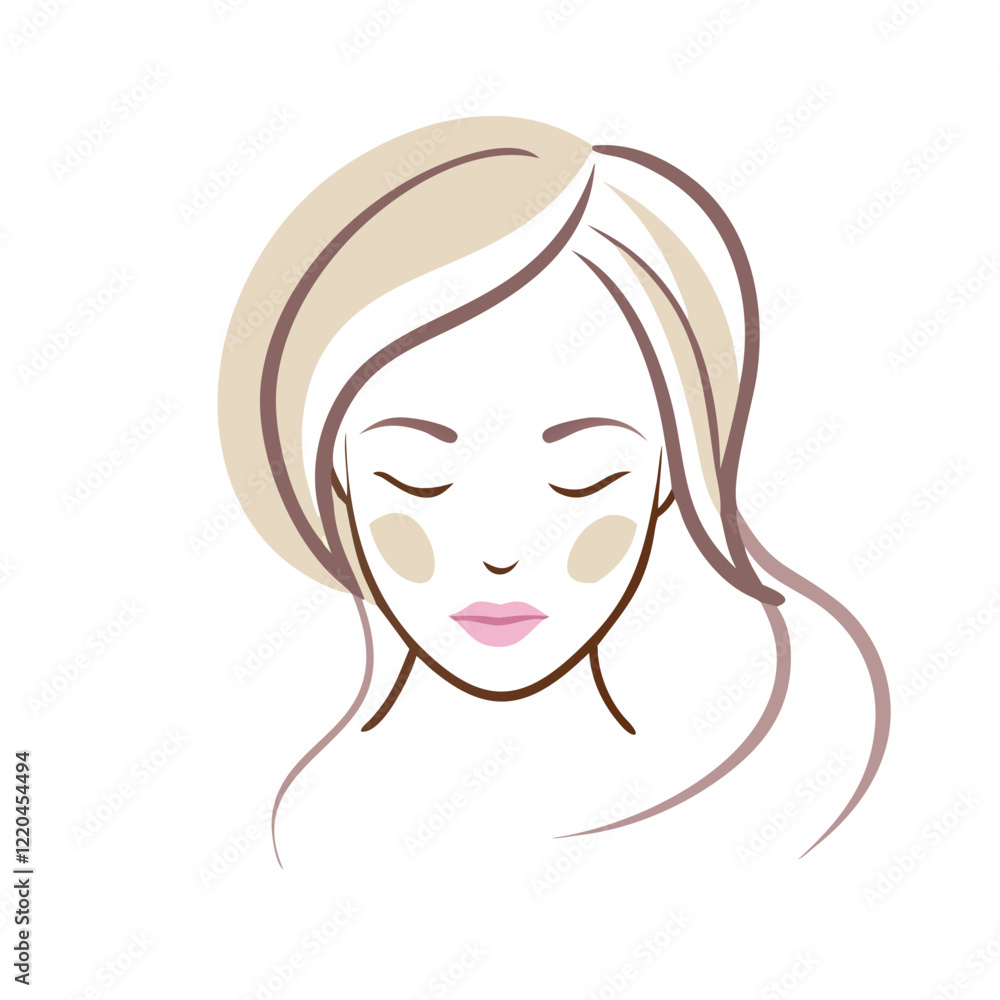 Woman’s face illustration with natural makeup tones Woman’s face illustration with natural makeup tones