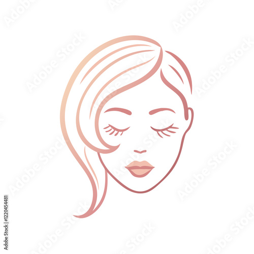 Woman’s face illustration with soft peach tone