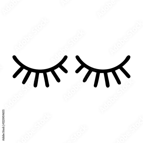 Black eyelashes icon on white background