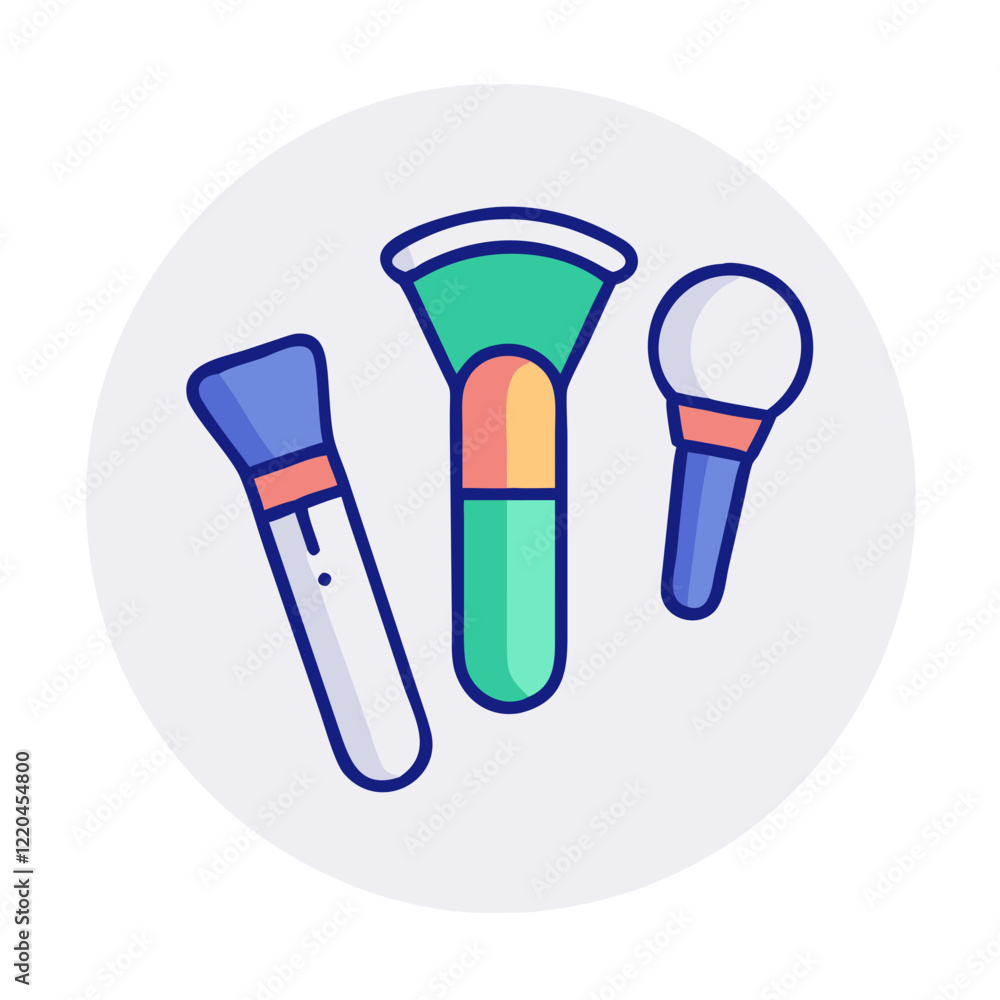 Makeup brush set in colorful modern design Makeup brush set in colorful modern design