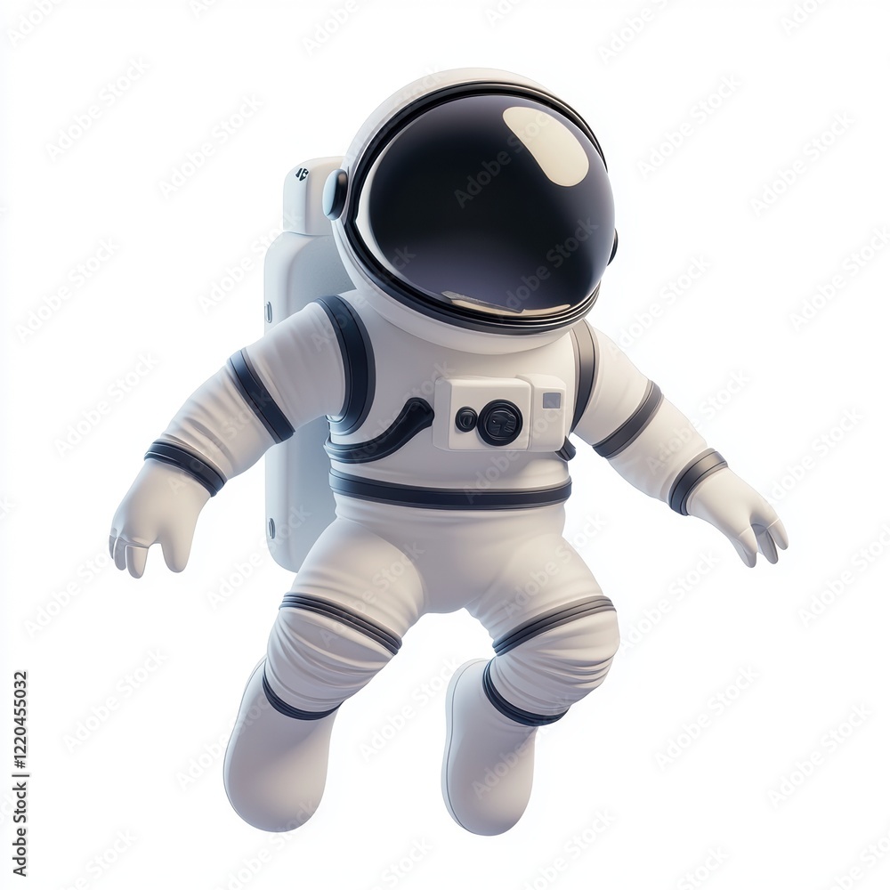3D icon cartoon astronaut in a space suit floating isolated on a white background 3D icon cartoon astronaut in a space suit floating isolated on a white background