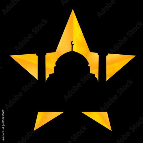 Ramadan background, star frame, mosque silhouette illustration vector 