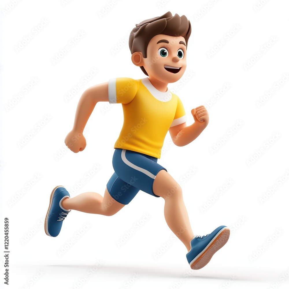 3D icon cartoon athlete running with energy isolated on a white background 3D icon cartoon athlete running with energy isolated on a white background