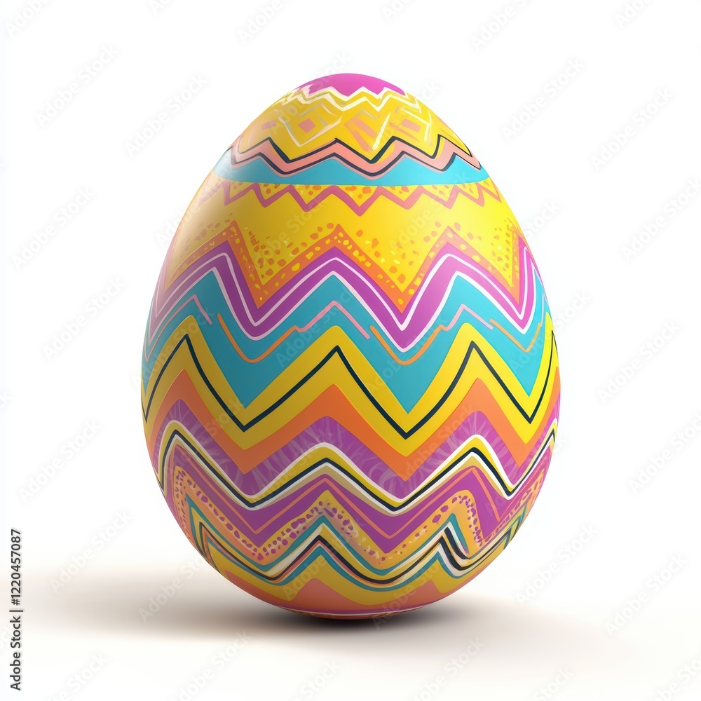 3D icon cartoon Easter egg with colorful patterns isolated on a white background 3D icon cartoon Easter egg with colorful patterns isolated on a white background