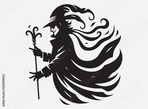 The Trickster Silhouette in the Dark with a Mysterious and Playful Shadow Background