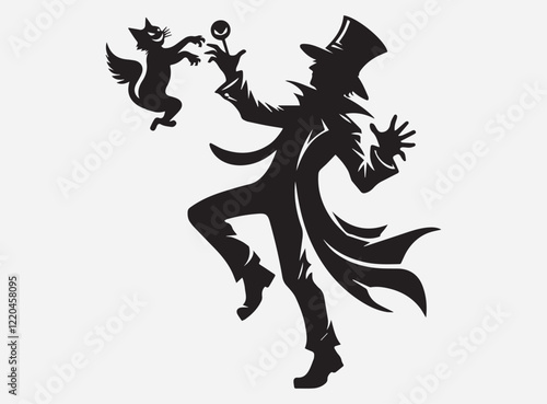 The Trickster Silhouette in the Dark with a Mysterious and Playful Shadow Background