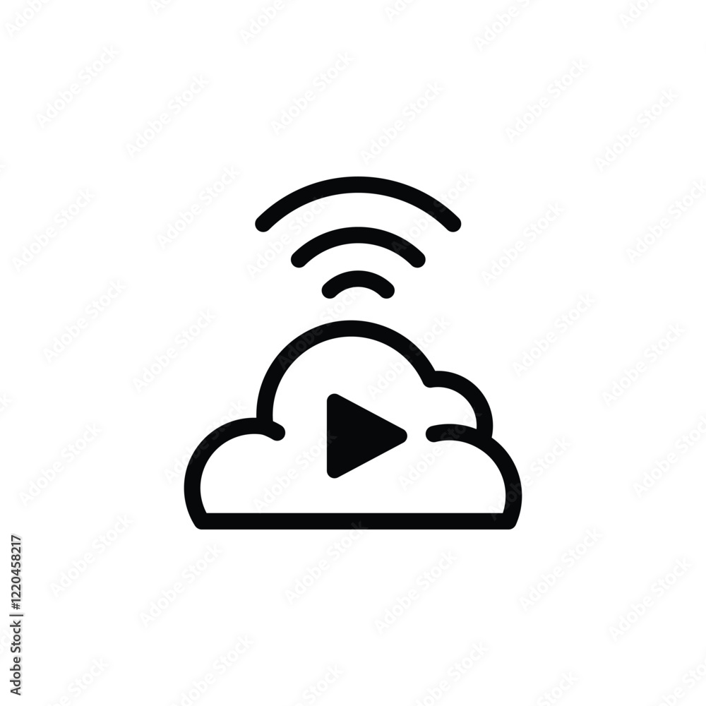 Cloud Streaming outline isolated vector Cloud Streaming outline isolated vector