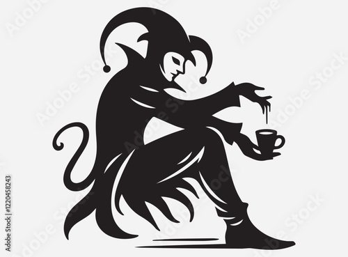 The Trickster Silhouette in the Dark with a Mysterious and Playful Shadow Background