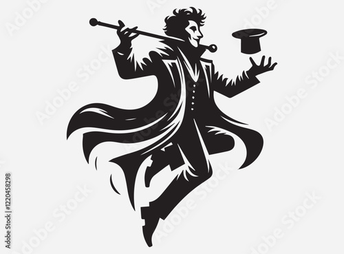 The Trickster Silhouette in the Dark with a Mysterious and Playful Shadow Background