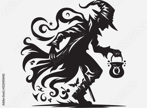 The Trickster Silhouette in the Dark with a Mysterious and Playful Shadow Background