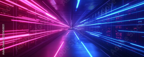 Wallpaper Mural Neon Light Speed Burst with Pink and Blue Streaks Torontodigital.ca