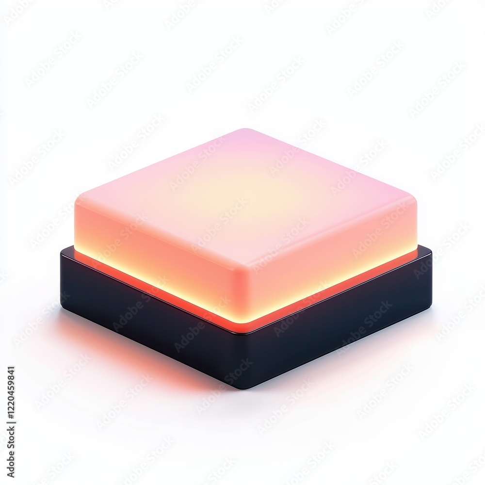 3D icon cartoon minimalist pedestal with a glowing edge isolated on a white background - 3D icon cartoon minimalist pedestal with a glowing edge isolated on a white background -