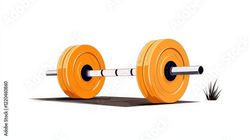 Bright Orange Barbell on White Background for Fitness and Weightlifting Concepts photo