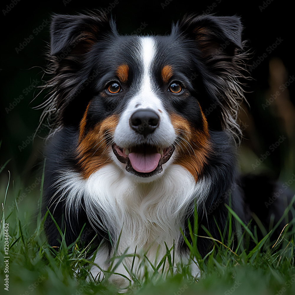 Fototapeta premium border collie lying grass