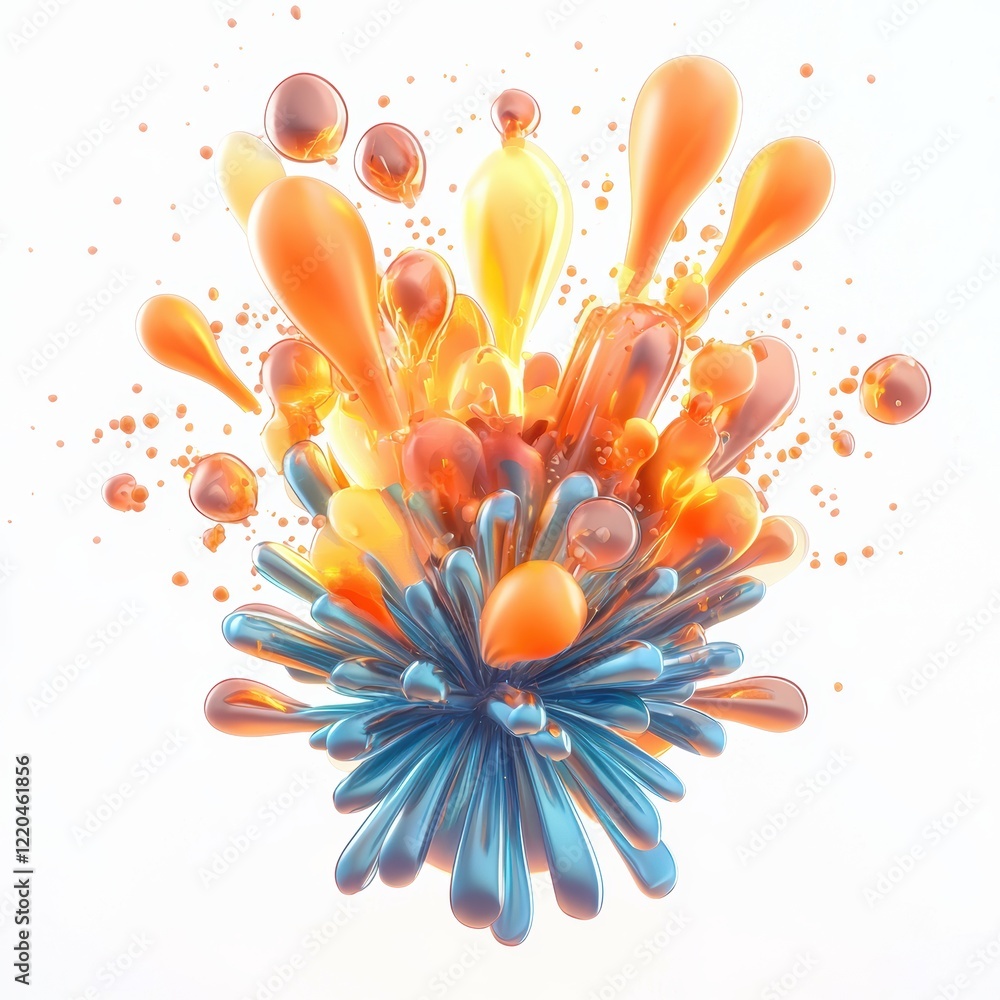 Fototapeta premium 3D icon cartoon New Years fireworks exploding in the sky isolated on a white background --quality 2
