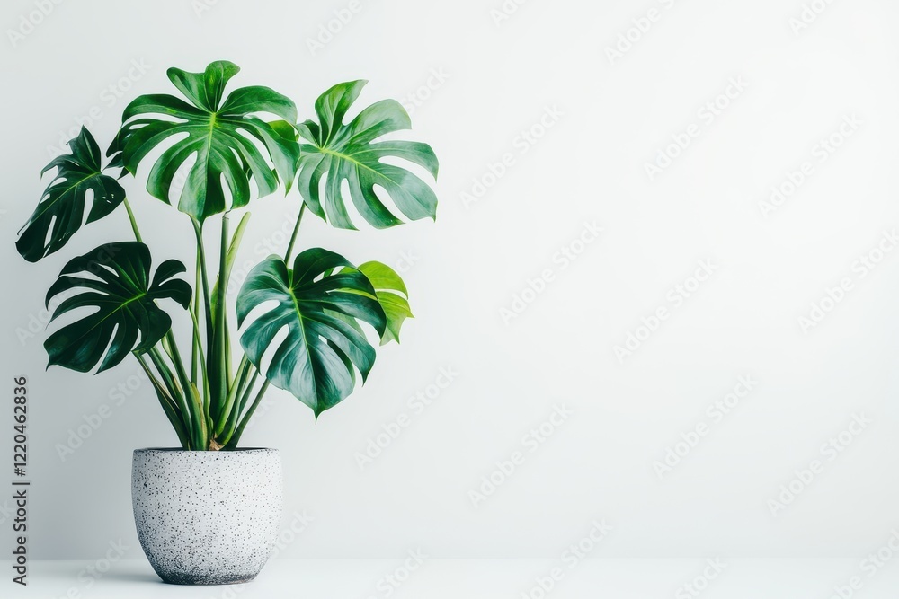 custom made wallpaper toronto digitalMonstera deliciosa plant in pot, white wall, minimalist interior, home decor