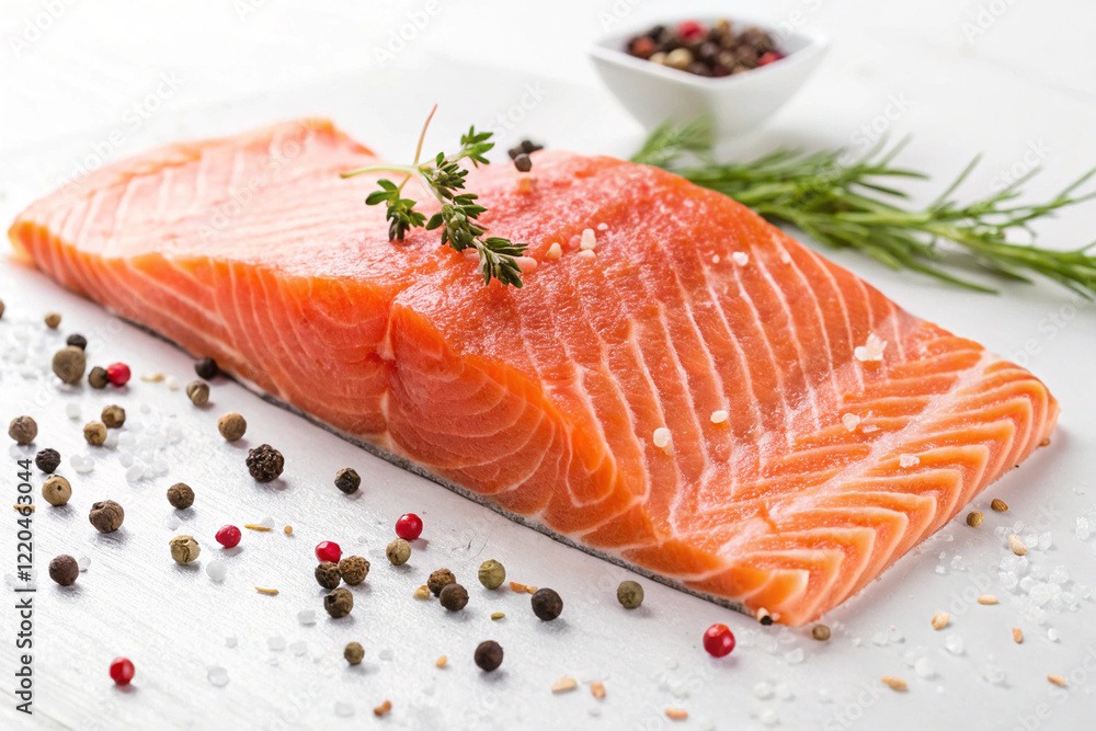 Fresh salmon fillet, cut into pieces For making steak on a white screen Fresh salmon fillet, cut into pieces For making steak on a white screen