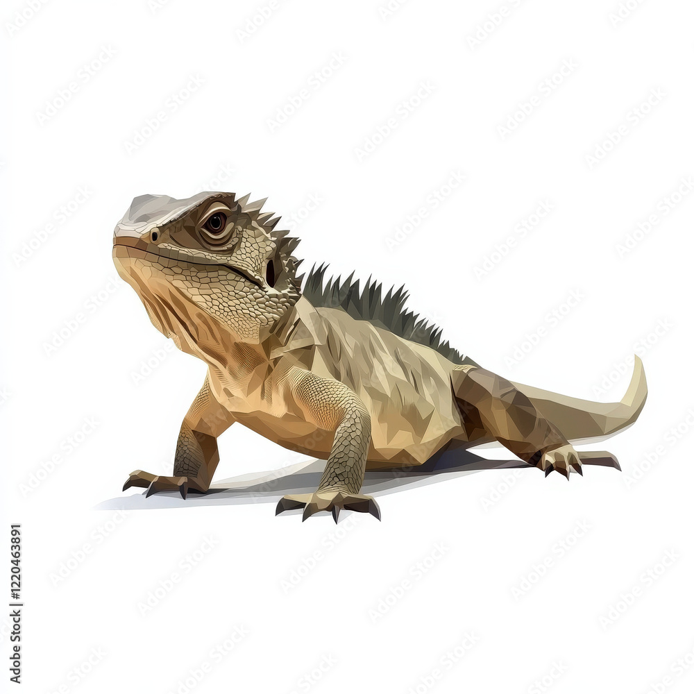 Low-poly lizard, side profile, alert stance. Low-poly lizard, side profile, alert stance.