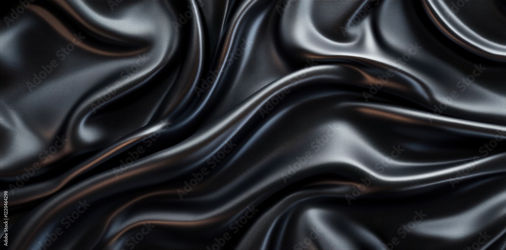 Fototapeta premium A small dark black pattern on silk fabric creating a textured background with a unique combination of lines colors and shadows perfect for a copy space