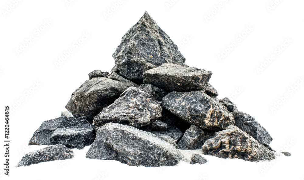 PNG Pile of dark gray rocks on white background PNG Pile of dark gray rocks on white background