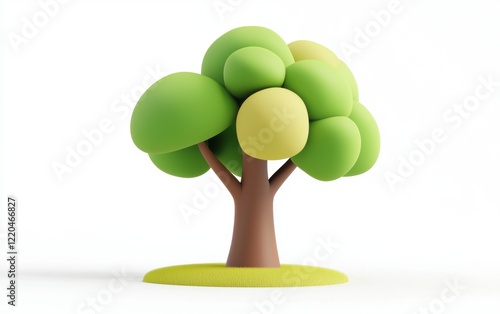 3D icon plastiline tree isolated on a white background photo