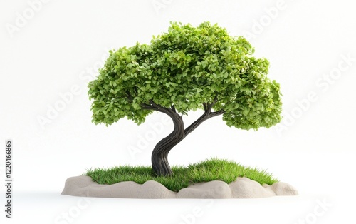 3D icon plastiline tree isolated on a white background photo