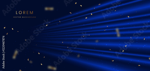 Elegant blue background with blue ray diagonal and lighting effect. Celebration grand opening party happy concept.