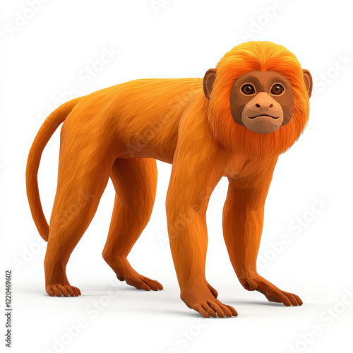 Golden Lion Tamarin: A vibrant, polygonal rendering. photo