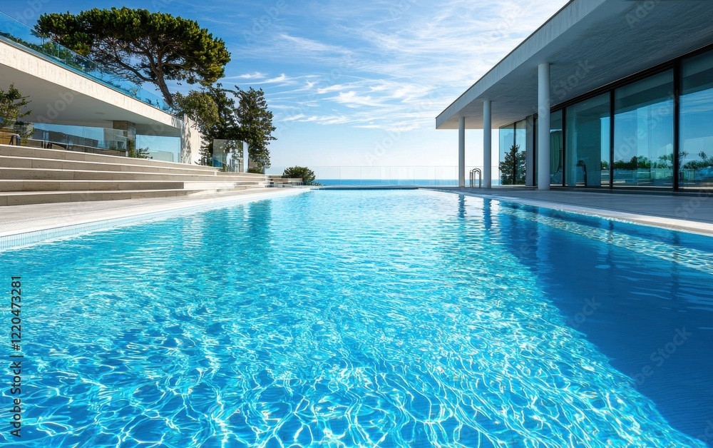Fototapeta premium clean and beauty modern pool stock photo