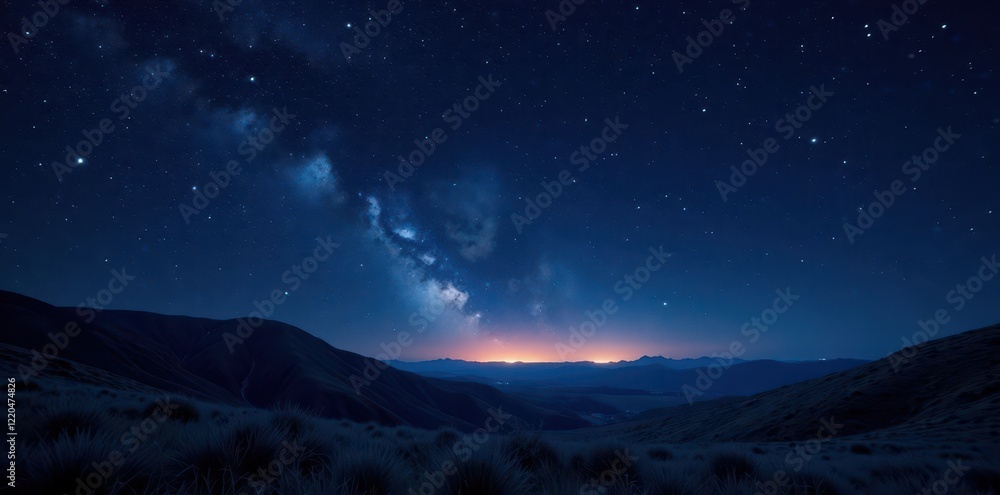 Fototapeta premium Dark velvet sky with twinkling stars against a black canvas, dark, celestial, cosmos