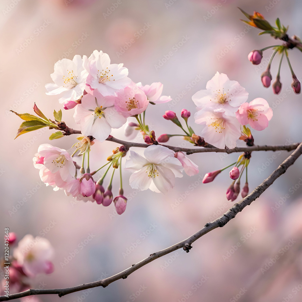 Obraz premium water color cherry blossom sakura branch of tree