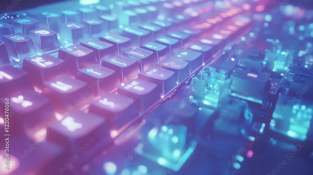 Vibrant Keyboard with Soft LED Glow on Dark Background