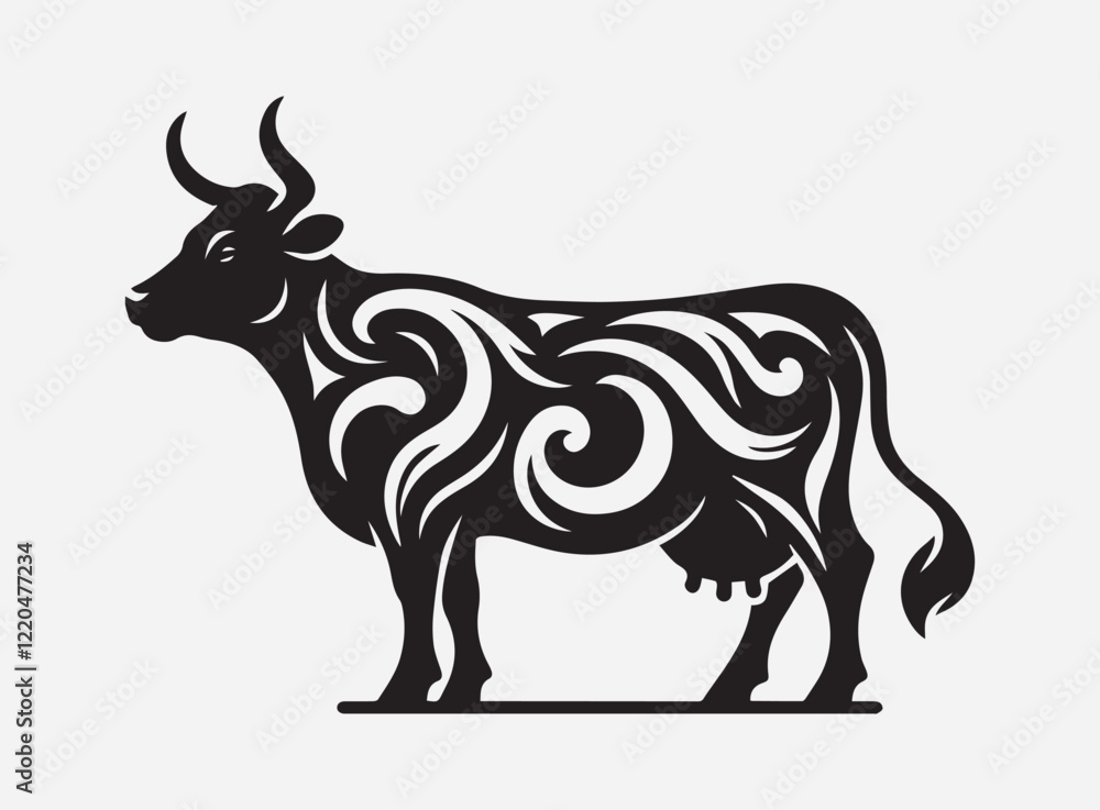 Obraz premium High Quality Cow Silhouette Vector for Design Projects