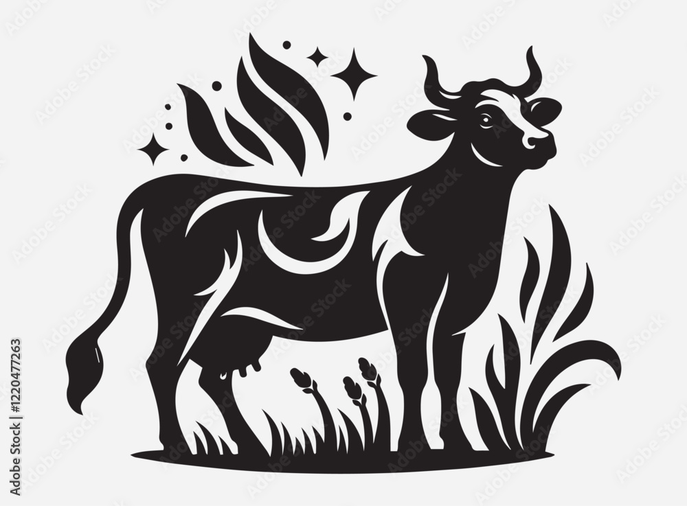 Obraz premium High Quality Cow Silhouette Vector for Design Projects
