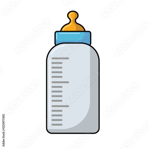 Baby bottle clip art, baby milk bottle vector illustration, baby bottle flat icon, baby milk bottle with pacifier nipple, dairy product clipart, baby feeding bottle clip art