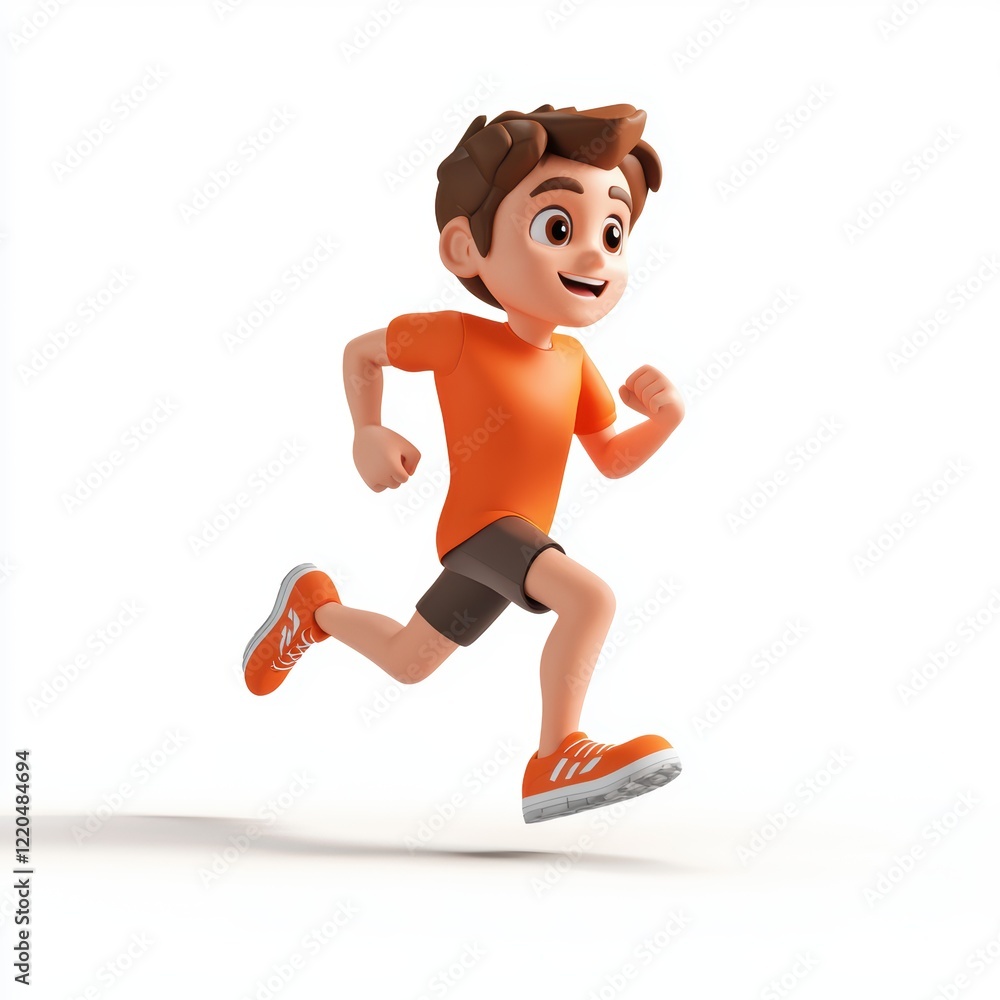 3D icon cartoon athlete running with energy isolated on a white background 3D icon cartoon athlete running with energy isolated on a white background