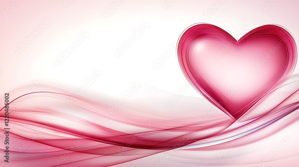 Pink Heart Shaped Abstract Design With Flowing Waves Pink Heart Shaped Abstract Design With Flowing Waves