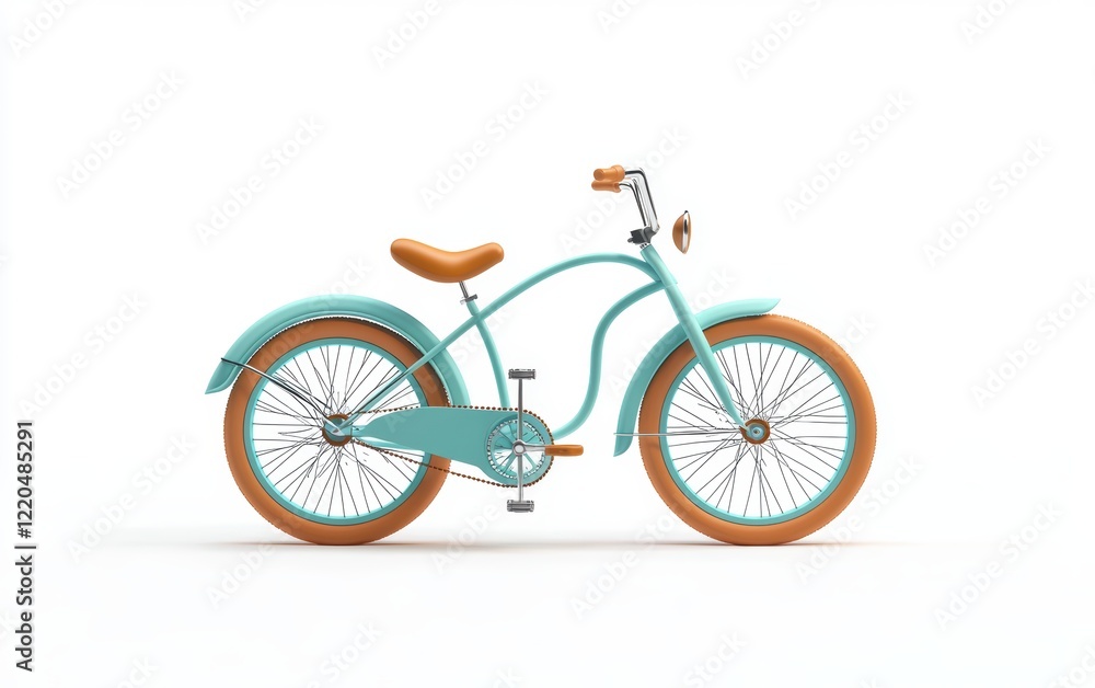 Fototapeta premium 3D icon cartoon bicycle isolated on a white background