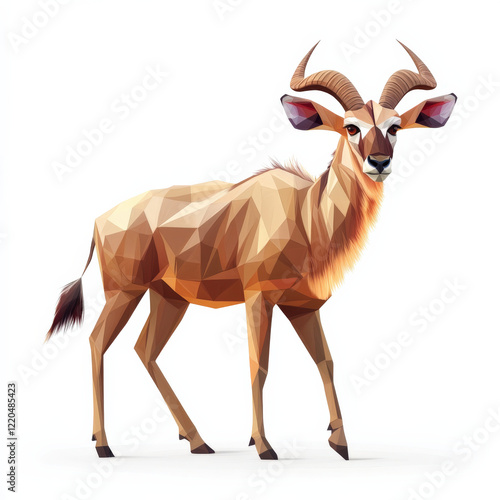 Wallpaper Mural Low-poly geometric antelope, brown tones, detailed horns. Torontodigital.ca